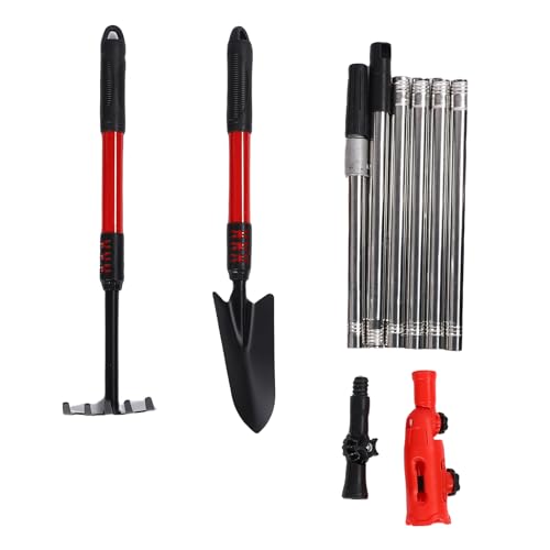 Greensen Gutter Rake Tool, Gutter Cleaner 2 Rotatable Angle Adapters 1.7m Extension Pole Carbon Steel Construction for Leaves Removal and Roof Cleaning von Greensen