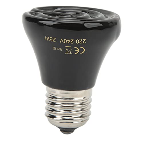 Greensen Mini Infrarot Heizlampe für Reptilien, Keramikheizlampe für 24 Stunden Dauerheizung, natürliches Infrarot, geeignet für Lizards, Reptiles (25W Schwarz) von Greensen