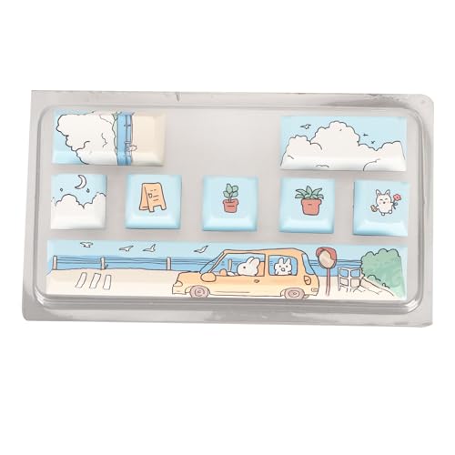 Greensen Niedliche Cartoon-Tastatur-Tastenkappen, PBT-Tastenkappen, 8 Stück Ersatz-Tastenkappen, Kompatibel mit den Meisten Mechanischen Tastaturen mit 61, 87, 104, 108 Tasten (Typ 1) von Greensen