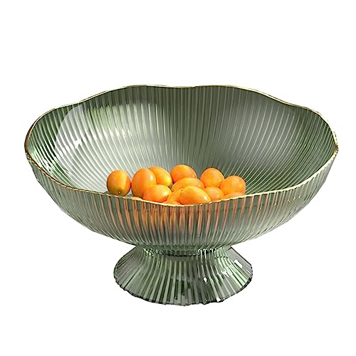 Greensen Obstschale Modern Obst-und Gebäckschale Konfektschale mit Fuß Ovale Schale Fruit Bowl dekorativer Obstkorb für Gemüse, Obst, Snacks 25 x 12 x 13 cm (Green) von Greensen