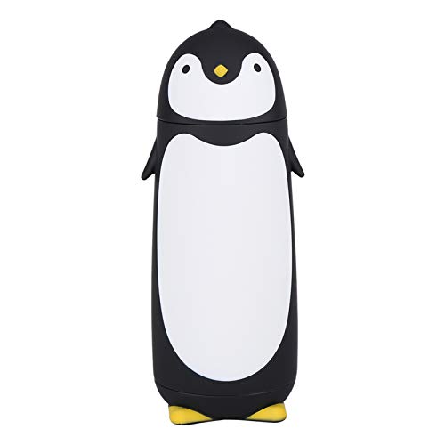 Greensen Pinguin-Kolben, Tragbare Niedliche Pinguin-Glas-Wasserflasche, Doppellagiger Becher, Reisebecher, Niedlicher Pinguin-Becher, Flasche, 280 Ml(Schwarz) von Greensen