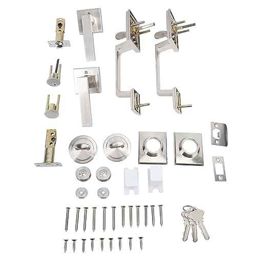 Greensen Quadratische Türgriff-Set mit Schlüssel Moderner Türhebel-Schlossset Doppeltürgriff-Set Universal Türdrücker Set mit Sicherheitsschloss mit Schrauben (WHITE) von Greensen