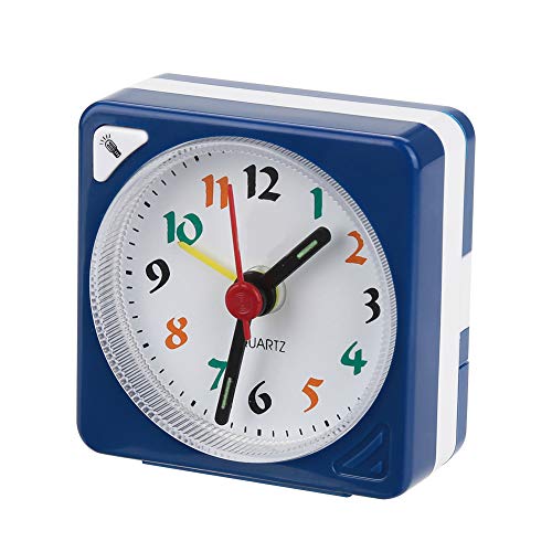 Greensen Quarz-Reisewecker, 2,17 Zoll, Ultrakleine Mini-Uhr mit Schlummerlicht, Geräuschlos, Nicht Tickend, Batteriebetriebene Uhr (Blau) von Greensen