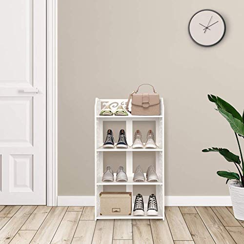 Greensen Schuhregal Weiß, Schuhschrank Schmal Bücherregal Kleines Regal 4 Böden Badregal Schuhschrank Standregal Steckregal Aufbewahrungsregal Kleines Schuhregal zur Aufbewahrung Bücher Schuhe von Greensen