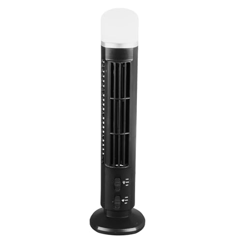 Turmventilator Sehr Leise 90 Grad Oszillation Bladeless Fan Leiser Turmventilator Schreibtischventilator für Schlafzimmer Büro 10,5 x 33 cm (Black) von Greensen