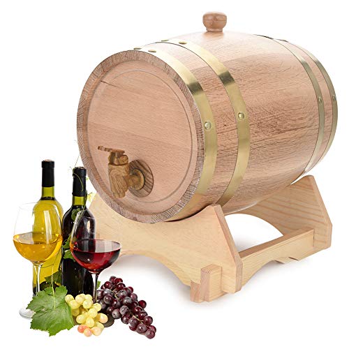 Holzfass 5 Liter, Weinfass Klein Eichenfässer Vintage Party Weinfass Holz Weinspender Personalisierte Weinfässer Whiskyfass Liqueur Schnapsfass für Zuhause Bar Party und Bankett von Greensen