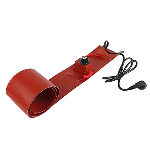 Metal Fassheizer, Silikon Heizband 125mm x 1740mm, 1000W, 30-150℃ Elastische Feder für einfache Montage Langlebiger Fasswärmer (EU-Stecker 220 V) von Greensen