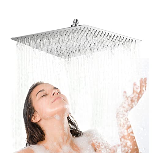 Regendusche Duschkopf 40x40cm, Duschkopf Eckig Regendusche Ultrafeine Handbrause Badezimmerzubehör Edelstahl Einbauduschköpfe Kopfbrause Regenbrause Schlankes Design Wasserfall Regenduschkopf von Greensen