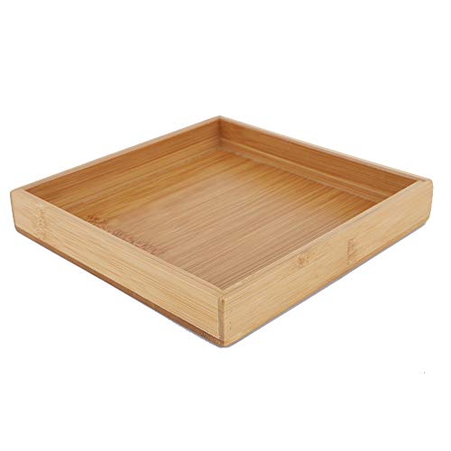 Serviertablett aus Bambus, Rechteckig Holz Griff Tablett Holztablett Bambus-Tablets für Frühstück Tee Couchtisch Dekoratives Butler-Ottoman-Tablett 19,3x19,3x3 cm von Greensen