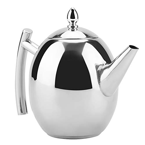 Teekanne 1500ML Edelstahl Teekanne oder Kaffeekanne mit Filter Hochglanzpoliert Teekanne Silber Vintage Kaffeekanne für Zuhause, Teehaus, Café, Salon, Bankett von Greensen