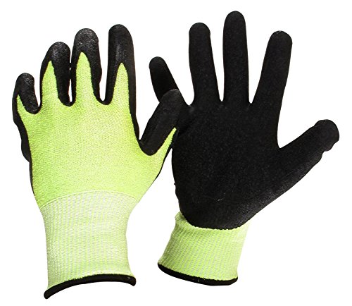 Anti-Vibrations-Handschuhe, 1 Paar, Arbeitshandschuhe aus Fiberglas und Spandex – Größe 10/L, schwarz-neongrün von Greenstar