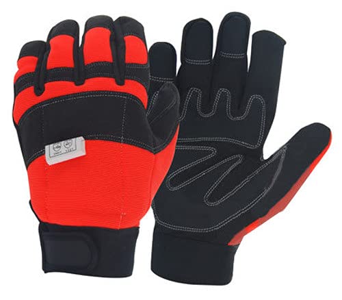 Ozaki – Kettensägenhandschuhe – Sommerhandschuhe speziell für Trennarbeiten – Schutz für den Rücken der linken Hand – Größe 11/XL, Schwarz-Rot von GreenStar