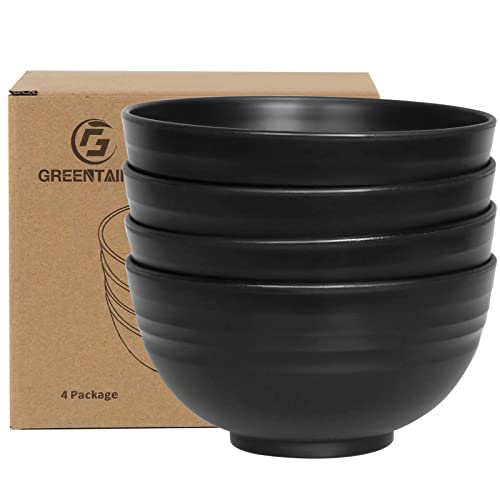 Greentainer 24 OZ Schüssel Müslischalen/Salatschalen 4er Set 710ml | Obstschale, Suppenschüssel für Kinder und Erwachesene|Leicht & Bruchsicher|Spülmaschinen- Mikrowellentauglich|Schwarz|Kunststoff von Greentainer