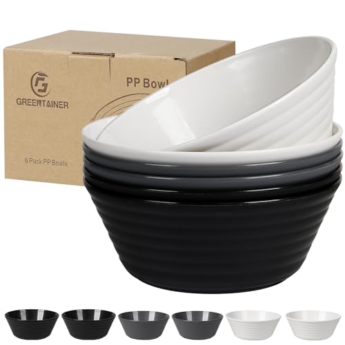 Greentainer Große Müslischalen 6er Set | bruchfest|1055ml Dessertschalen Set Suppenschalen aus Kunststoff | Schüssel und Schalen Set für Kinder und Erwachesene|Mikrowellen&Spülmaschinenfest von Greentainer