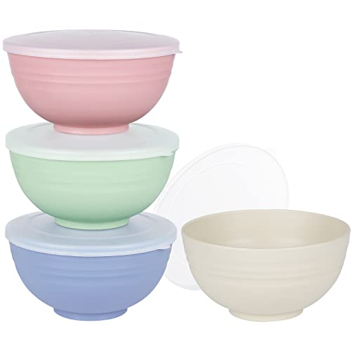 Greentainer Schüssel 24 OZ Müslischalen mit Deckel/Salatschalen, 4er 710ml Unbreakable Cereal Bowls|Obstschale, Suppenschüssel für Kinder und Erwachesene|Leicht & Bruchsicher von Greentainer