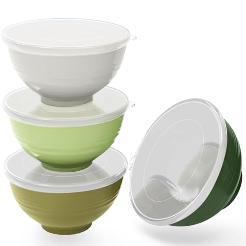 Greentainer Schüssel 24 OZ Müslischalen mit Deckel/Salatschalen, 4er 710ml Unbreakable Cereal Bowls|Obstschale, Suppenschüssel für Kinder und Erwachesene|Leicht & Bruchsicher von Greentainer