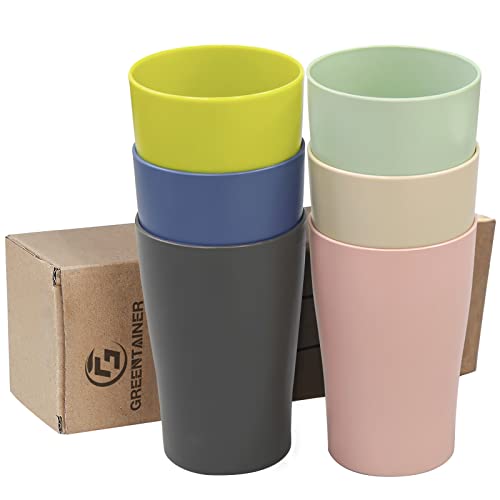 Greentainer Tasse 6er Set Becher,400ml Bruchfeste Wiederverwendbare Trinkbecher aus Gesundes PP, Tasse für Kinder & Erwachsene,für Kaffee,Tee Milch,Camping Geschirr, Mikrowellen-und spülmaschinenfest von Greentainer