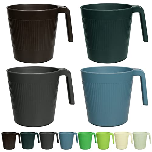 Greentainer Tasse mit Henke,Wiederverwendbare 500 ml Kaffeetassen aus Plastik,8er Trinkbecher für RV,Party,Picknick,Camping|Becher ohne Melamin für Wasser Milch Tee|Spülmaschinen & Mikrowellengeeignet von Greentainer