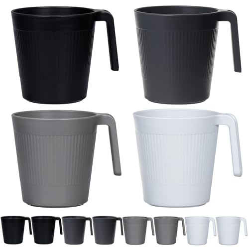 Greentainer Tasse mit Henke,Wiederverwendbare 500 ml Kaffeetassen aus Plastik,8er Trinkbecher für RV,Party,Picknick,Camping|Becher ohne Melamin für Wasser Milch Tee|Spülmaschinen&Mikrowellengeeignet von Greentainer