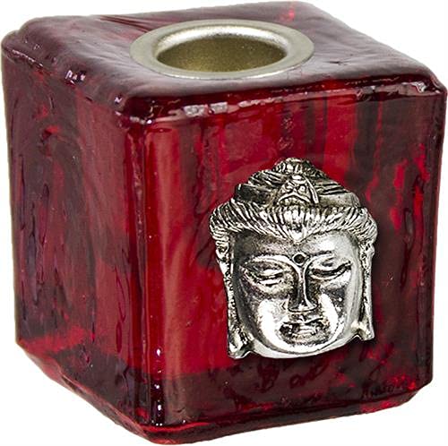 Green Tree Glas Würfel Mini Buddha Kerzenhalter, Rot von Greentree