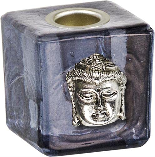 Green Tree Glas Würfel Mini Buddha Kerzenhalter, Schwarz von Greentree