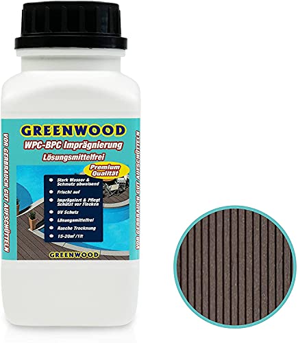 Greenwood WPC & BPC Imprägnierung Dunkel-Braun - Imprägniermittel mit Farbe - Terrassen Pflegemittel mit UV-Schutz - ECO Lösungsmittelfrei - 750 ml von Greenwood