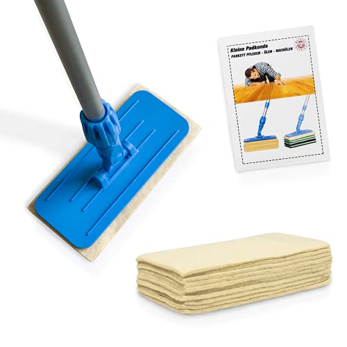Greenwood Soft-Sheep Pad-Halter Pro mit 10 Wollpads & Teleskop-Stiel - Set zum Nachölen von Parkett, Marmor, Granit - GlamUp Oil Polierpads von Greenwood