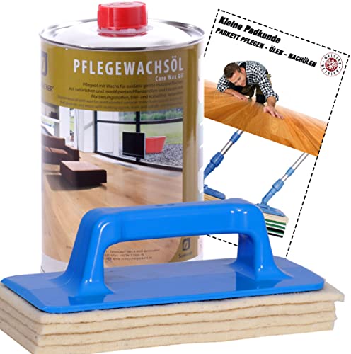 Scheucher Parkett Pflegewachsöl Pflegeöl 750ml inkl. Padhalter und Schafwollpads inkl. Padkunde von Greenwood