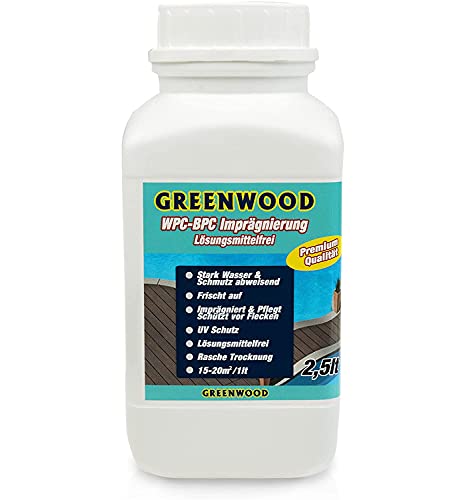 Greenwood WPC & BPC Imprägnierung Transparent - Farbloses Imprägniermittel - Terrassen Pflegemittel mit UV-Schutz - ECO Lösungsmittelfrei - 2,5 Liter von Greenwood