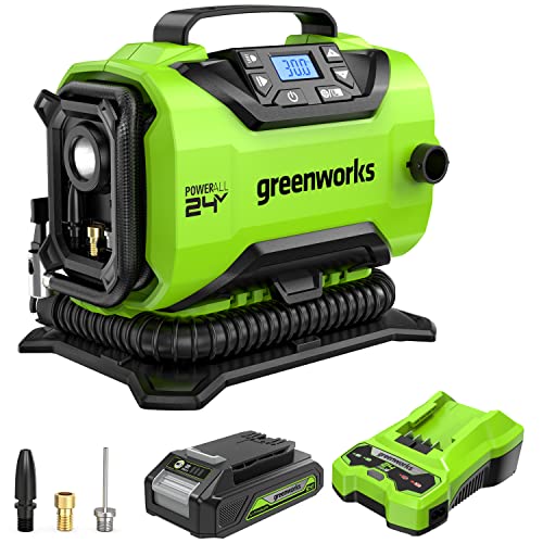 Greenworks 24V Akku-Luftpumpe + Akku G24B2 + Akku-Ladegerät von Greenworks