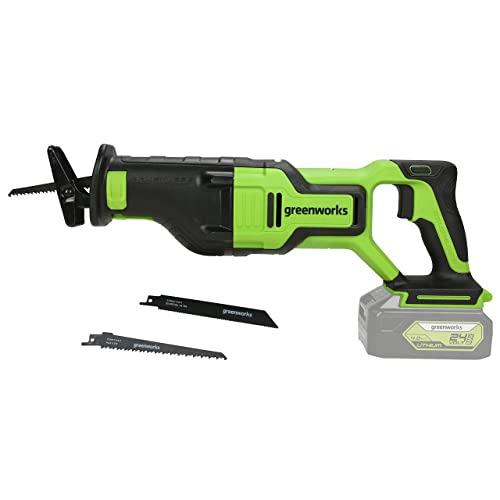 Greenworks 24V Akku-Säbelsäge GD24RS + Akku G24B4 (Packung mit 2) + Tools Doppelsteckplatz-Akku-Universalladegerät G24X2UC11 von Greenworks Tools