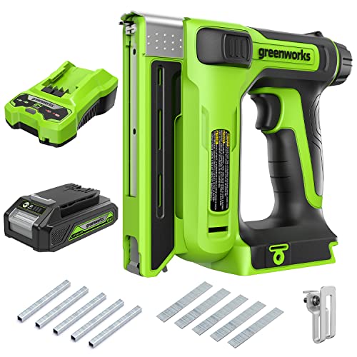 Greenworks 24V Akku-Tacker + G24B2 + Ladegerät von Greenworks