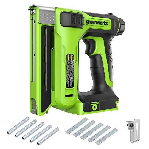 Greenworks G24CS10 Akku Tacker, 60 Stück/min für U-Typ 6-14 mm oder T-Typ 15 mm Klammern, OHNE 24V Akku & Ladegerät, 3 Jahre Garantie von Greenworks