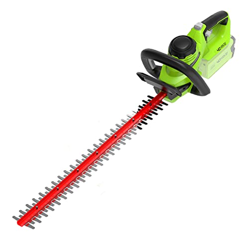 Greenworks G40HT61 Akku Heckenschere, 61 cm Doppelklingen, schneidet bis zu 27 mm dicke Äste und Stämme, 3000 Schnitte pro Minute OHNE 40 V Akku & Ladegerät, 3 Jahre Garantie von Greenworks