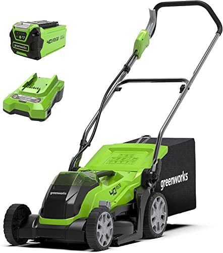 Greenworks 40V Kabelloser Akku Rasenmäher für Flächen bis zu 200 m², 35 cm Schnittbreite, 40-Liter-Sack PLUS 40 V 2Ah-Akku & Ladegerät, 3 Jahre Garantie-G40LM35K2 von Greenworks