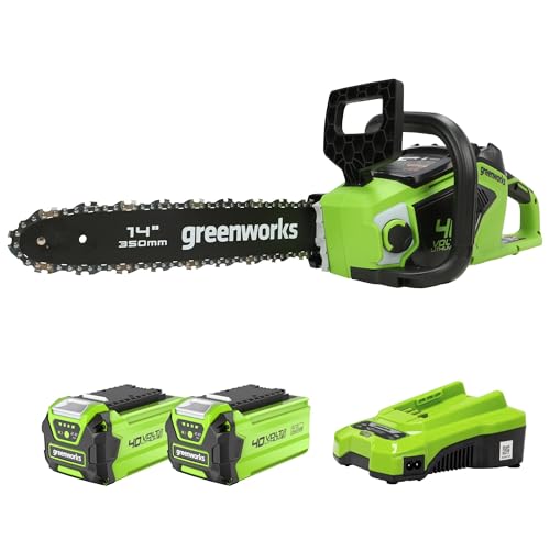 Greenworks Akku Kettensäge mit bürstenlosem Motor, 14 Zoll (35cm) Blattlänge, 12 m/s Kettengeschwindigkeit, 3,5 kg, automatischer Kettenschmierung, Rückschlagschutz von Greenworks
