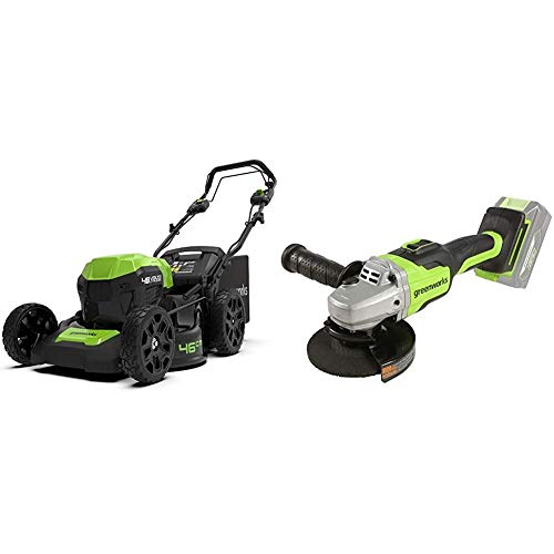 Greenworks Akku-Rasenmäher GD24X2LM46SPK4X inklusive 2X 4 Ah Akku und Ladegerät + Akku-Winkelschleifer GD24SAG von Greenworks