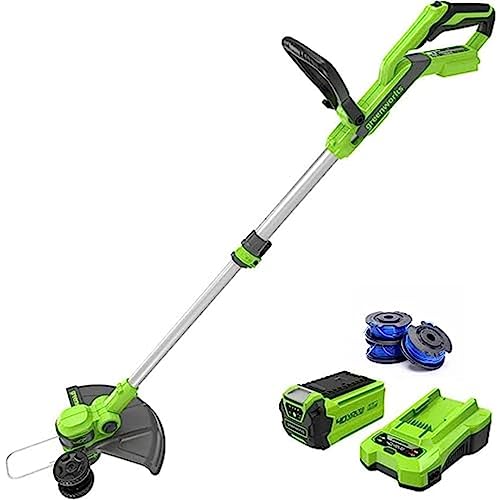 Greenworks Akku-Rasentrimmer 40V 33cm, 3 Stück Doppel-Fadenspule mit Akku 2Ah und Ladegerät von Greenworks