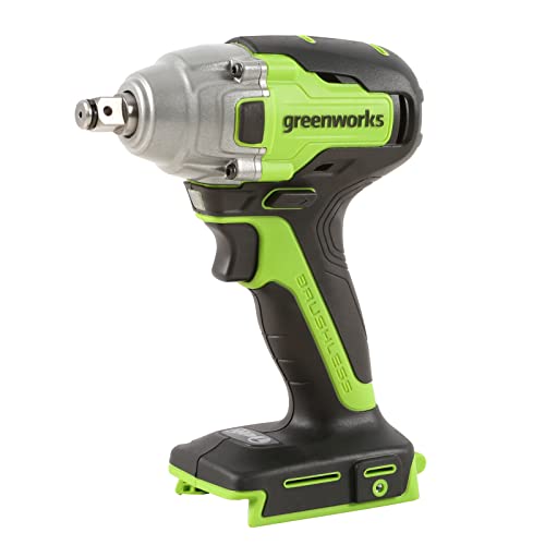 Greenworks GD24IW400 Akku Schlagschrauber mit bürstenlosem Motor, 0-2800 U/min, 0-4000ipm, 400Nm Drehmoment, 1/2" Adapter OHNE 24V Akku & Ladegerät, 3 Jahre Garantie von Greenworks