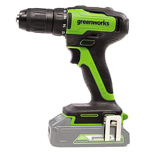 Greenworks GD24DD35 Akku Bohrschrauber mit bürstenlosem Motor, 0-1450 U/min, 2 Stufen, 35 Nm Drehmoment, OHNE 24V 2Ah Akku & Ladegerät, Tasche, 3 Jahre Garantie von Greenworks