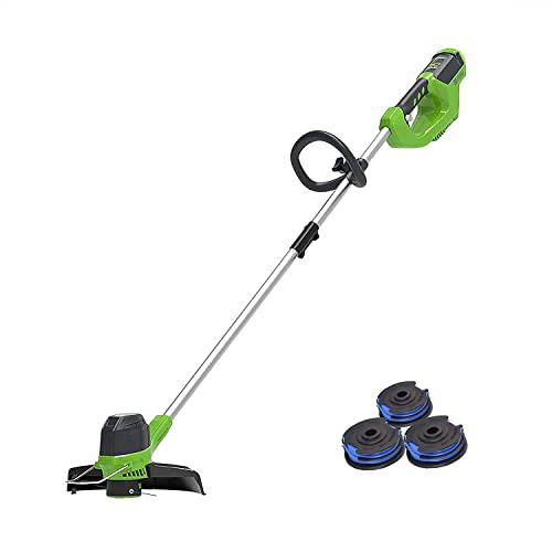 Greenworks Akku-Rasentrimmer G40LT mit 3 Stück Doppel-Fadenspule (Li-Ion 40 V 30cm Schnittbreite 7000U/min dreh- & neigbarer Motorkopf Alu-Führungsholm ohne Akku und Ladegerät) von Greenworks