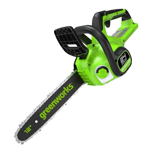 Greenworks GD24CS30 Akku Kettensäge mit bürstenlosem Motor, 30 cm Blattlänge, 7,8 m/s Kettengeschwindigkeit, automatisches Öl-System, Rückschlagschutz OHNE 24V Akku & Ladegerät, 3 Jahre Garantie von Greenworks