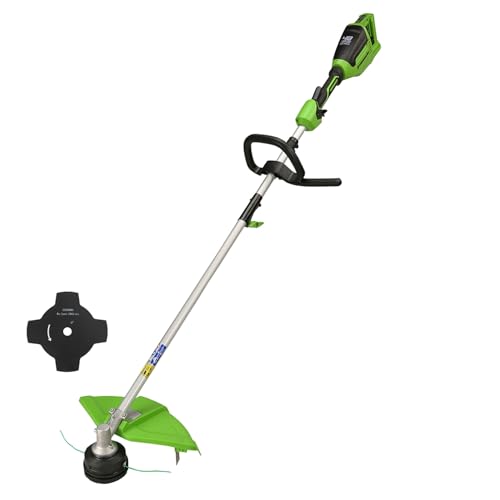 Greenworks 48V (2x24V) Akku Rasentrimmer für kleine bis mittelgroße Gärten, 40 cm Schnittbreite, Stoßvorschub, 2 mm Doppelfaden aus Nylon, OHNE zwei 24 V Akkus & Ladegerät, 3 Jahre Garantie GD24X2TX von Greenworks