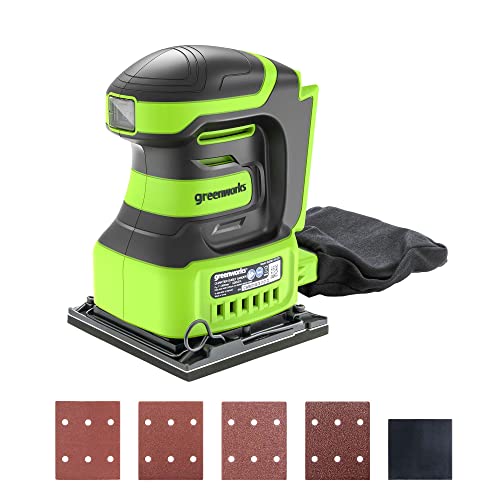 Greenworks G24SS14 Akku Schleifmaschine, 11000 U/min, OHNE 24V Akku und Ladegerät, 3 Jahre Garantie, Green, Grey, Black von Greenworks