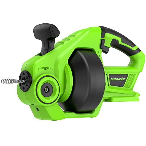 Greenworks G24DA Akku Rohrreinigungsspirale 550rpm, Rohrdurchlass 2,5-5 cm, 7,5 m Edelstahlbohrer OHNE 24V Akku & Ladegerät, 3 Jahre Garantie von Greenworks