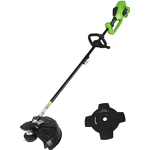 Greenworks 40V Akku Freischneider mit bürstenlosem Motor, Geschirr, verstellbarer Höhe, 40 cm Schnittbreite, 2 mm Nylonfäden oder 25 cm Klinge OHNE 40 V Akku und Ladegerät, 3 Jahre Garantie GD40BC von Greenworks