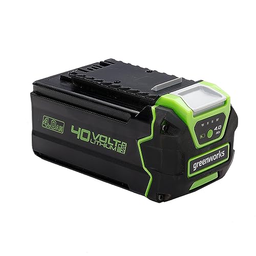 Greenworks 40V Akku - Greenworks 4Ah leistungsstarker Lithium-Ionen Akku für alle Greenworks 40V Garten- und Elektrowerkzeuge, Schnellladung, 3-stufige LED Batterieanzeige, 2 Jahre Garantie - G40B4 von Greenworks