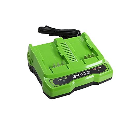 Greenworks Tools Doppelsteckplatz-Akku-Universalladegerät G24X2UC2 (Li-Ion 24 V 48W Output passend für alle Akkus der 24 V Greenworks Serie) von Greenworks