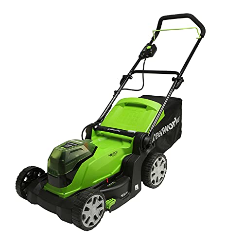 Greenworks G24X2LM41 Kabelloser Akku Rasenmäher für Flächen bis zu 440 m², 41 cm Schnittbreite, 50-Liter-Sack OHNE 2 x 24V (entspricht 48V) Akku & Ladegerät, 3 Jahre Garantie von Greenworks