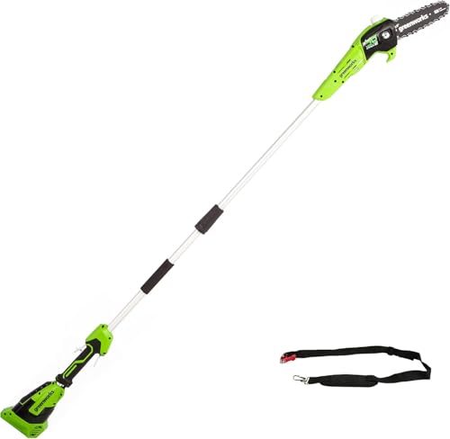 Greenworks G40PSF Akku Hochentaster, 20 cm Blattlänge, 8 m/s Kettengeschwindigkeit, 3,64 kg, automatisches Öl-System, 80 ml Öltank, 2.58m Stangenreichweite OHNE 40V Akku & Ladegerät, 3 Jahre Garantie von Greenworks